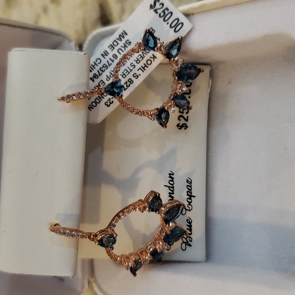 Genuine London Blue Topaz Earrings - Picture 7 of 8